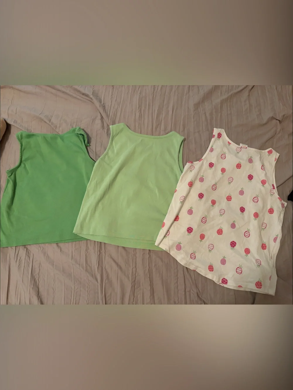 Gymboree Girls Tank Tops - Green, Mint & Cream Strawberry and Ice Cream Prints